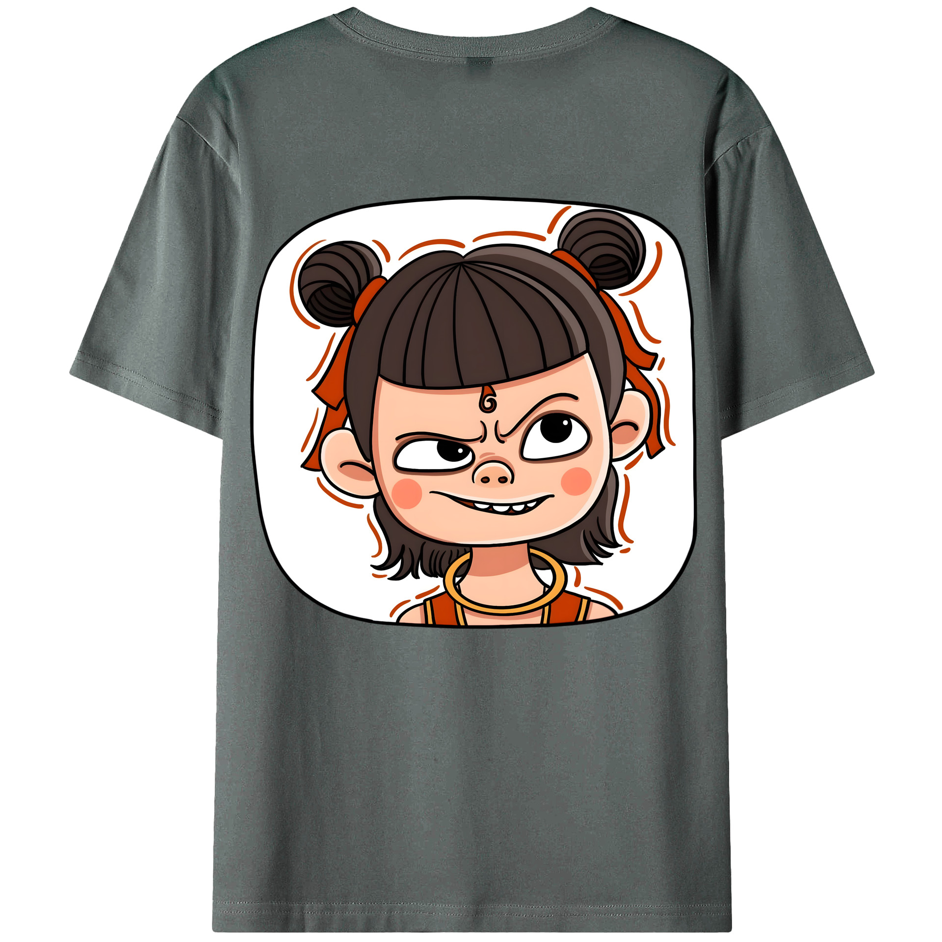 （画像用） Ne Zha 2 ナタ 魔童の大暴れ 綿100％ メンズ半袖Tシャツ（バックプリント） 通気性